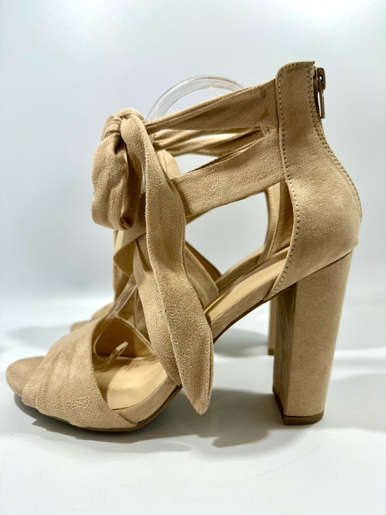 Wild Diva Shoes - Wild Diva Natural Block Heel Sandals with Ankle Tie 8 New